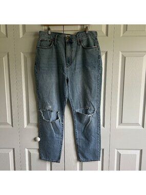 Madewell The Perfect Vintage Cooper Wash Blue Destroyed Jeans Women's Size 31